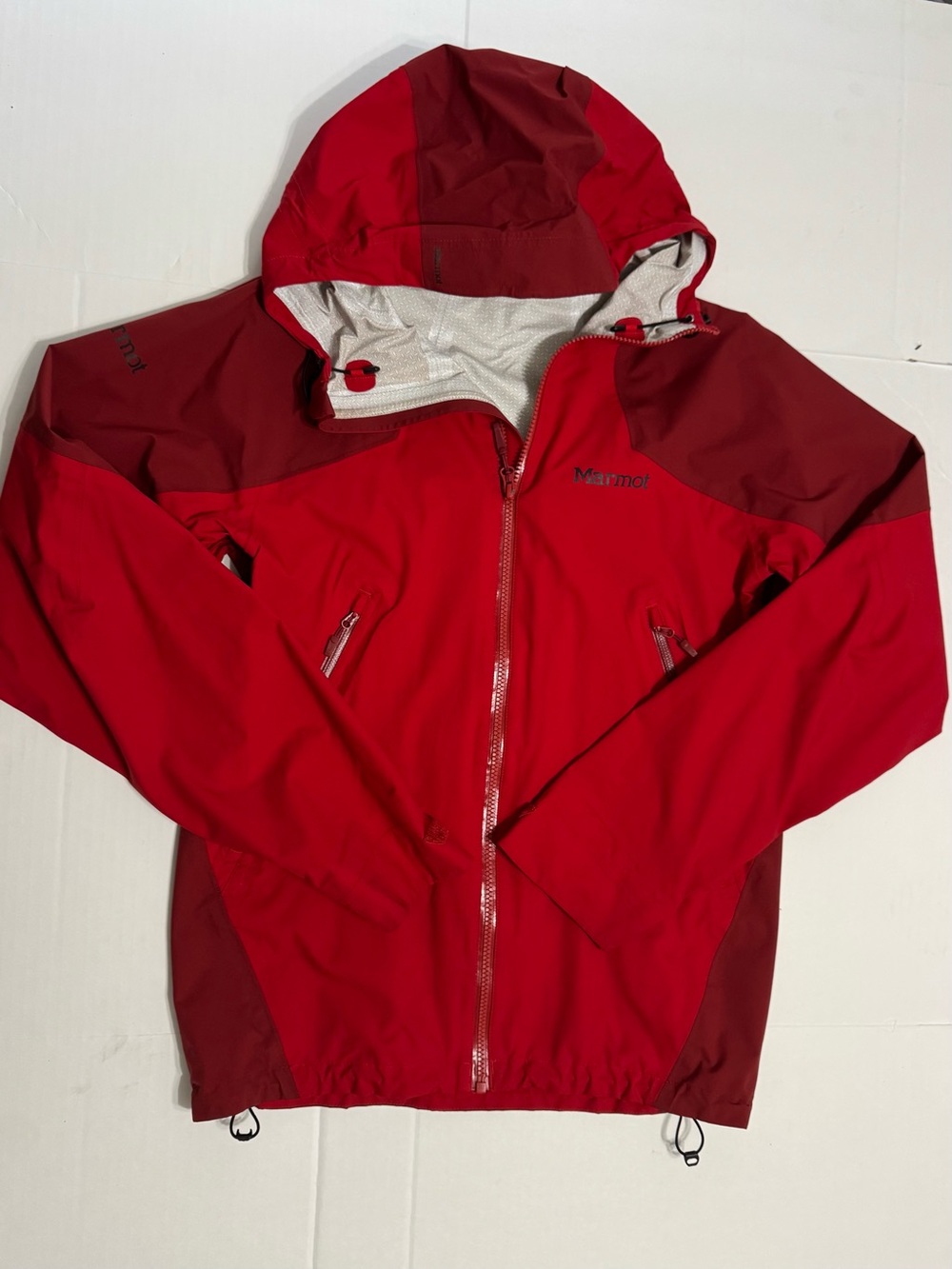 Marmot Red Two-Tone Hooded Rain Shell